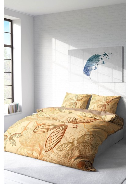 Çift Kişilik Sık Dokuma Pamuk Saten 3D Özel Tasarım Yusufçuk Nevresim Takımı fiyatları