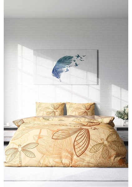 Çift Kişilik Sık Dokuma Pamuk Saten 3D Özel Tasarım Yusufçuk Nevresim Takımı modelleri