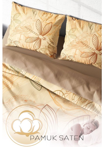 Çift Kişilik Sık Dokuma Pamuk Saten 3D Özel Tasarım Yusufçuk Nevresim Takımı fırsatları