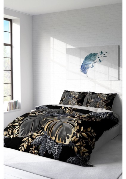 Doğal Pamuk Çift Kişilik 3D Digital Leaf Nevresim Takımı fiyatları