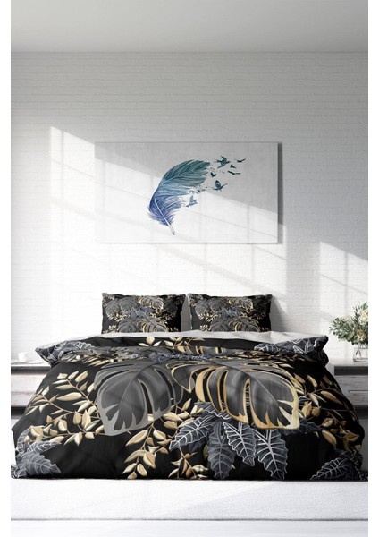 Doğal Pamuk Çift Kişilik 3D Digital Leaf Nevresim Takımı modelleri