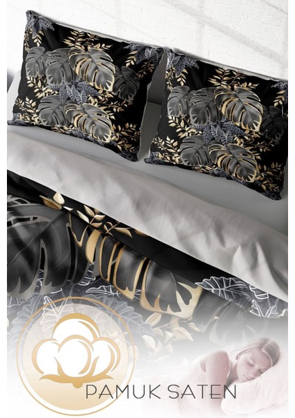 Doğal Pamuk Çift Kişilik 3D Digital Leaf Nevresim Takımı fırsatları