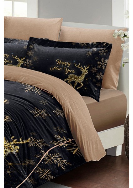 Yılbaşı Süsü Geyik Noel Pamuk Saten 3D Çift Kişilik Nevresim Takımı fiyatları