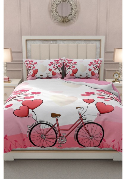 Çift Kişilik Lastikli Çarşaflı Sevgililer Günü % 100 Pamuk Saten Dilek Ağacı Nevresim Takımı indirimleri