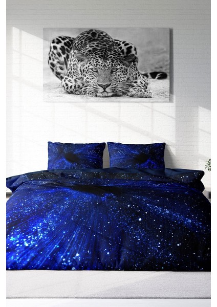 Çift Kişilik Sık Dokuma Pamuk Saten 3D Özel Tasarım Blue Night Nevresim Takımı modelleri