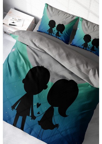 Çift Kişilik Sık Dokuma Pamuk Saten 3D Özel Tasarım Sevgililer Günü Nevresim Takımı