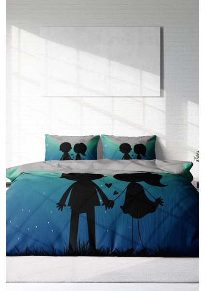 Çift Kişilik Sık Dokuma Pamuk Saten 3D Özel Tasarım Sevgililer Günü Nevresim Takımı fiyatları