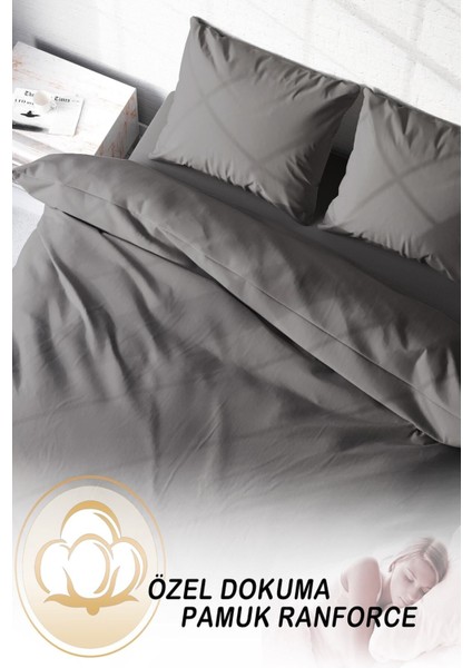 Doğal Pamuk Çift Kişilik 3D Digital Gri Lux Pamuk Ranforce Nevresim Takımı fırsatları