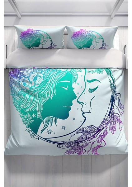 Perlasera Moon 3D Dijital Baskılı Çift Kişilik Nevresim Seti Nevresim Takımı modelleri