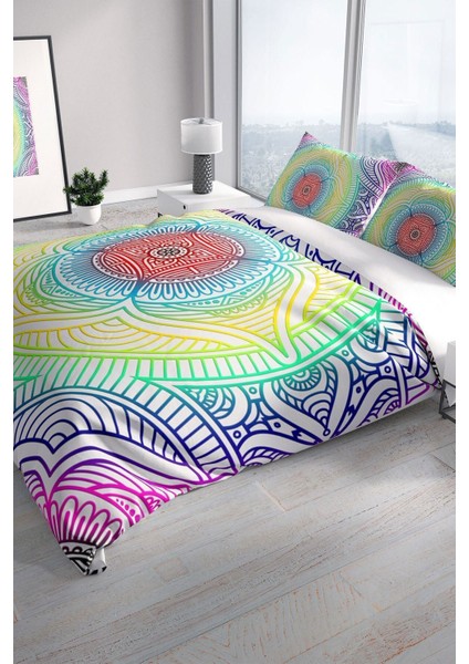 Rainbow 3D Pamuk Saten Çift Kişilik Nevresim Seti Nevresim Takımı
