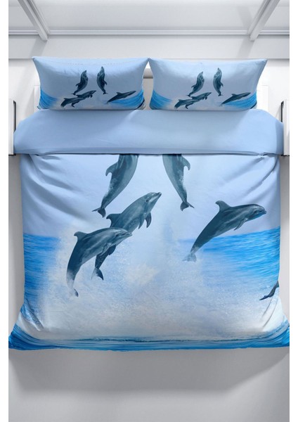 Dolphin2 3D Pamuk Saten Çift Kişilik Nevresim Seti Nevresim Takımı modelleri