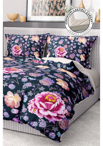 Pamuk Saten Lastikli Çarşaf Deluxe Çift Kişilik 3D Lotus Nevresim Takımı fiyatları
