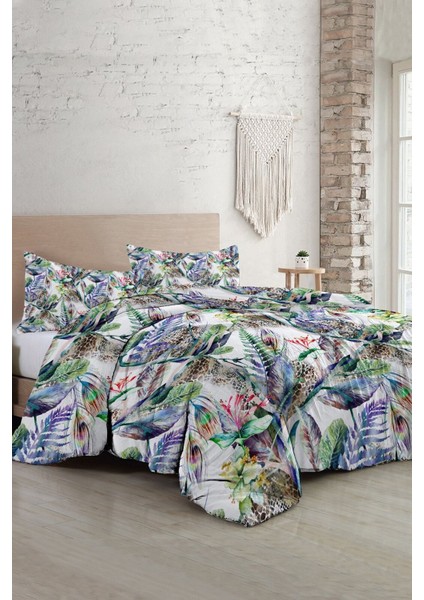 Exotic Floral Luxury Çift Kişilik Pamuk Saten Nevresim Takımı