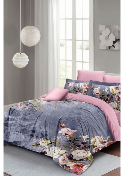 Çift Kişilik Sık Dokuma Pamuk Saten 3D Özel Tasarım Çiçekli Bahar Nevresim Takımı