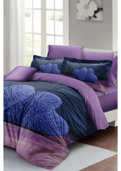 Çift Kişilik Sık Dokuma Pamuk Saten 3D Özel Tasarım Wool Heart Nevresim Takımı modelleri