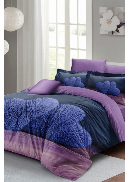 Çift Kişilik Sık Dokuma Pamuk Saten 3D Özel Tasarım Wool Heart Nevresim Takımı fırsatları