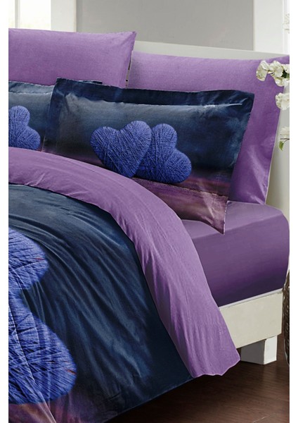 Çift Kişilik Sık Dokuma Pamuk Saten 3D Özel Tasarım Wool Heart Nevresim Takımı indirimleri