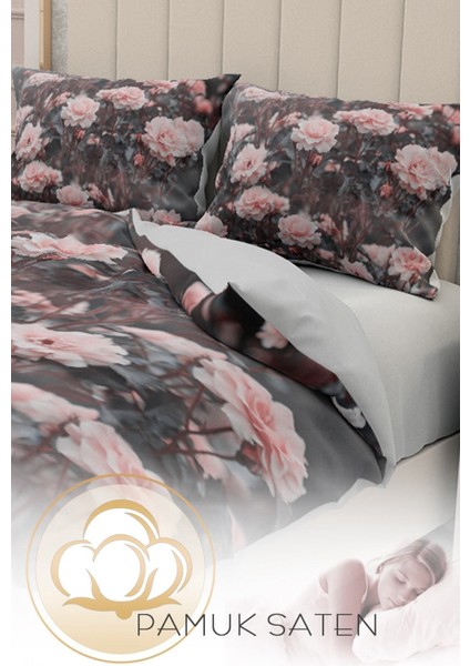 Çift Kişilik Lastikli Çarşaflı Pamuk Saten 3D Güllü Nevresim Güz Nevresim Takımı fırsatları