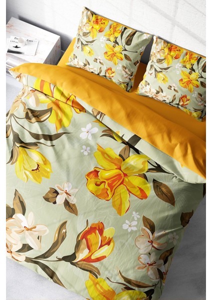 Çift Kişilik Lastikli Çarşaflı Pamuk Saten Excited Flowers Nevresim Takımı modelleri