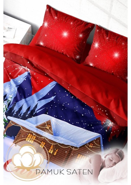 Yılbaşı (Lastikli Çarşaflı) Çift Kişilik Pamuk Saten Dream Nevresim Takımı fırsatları