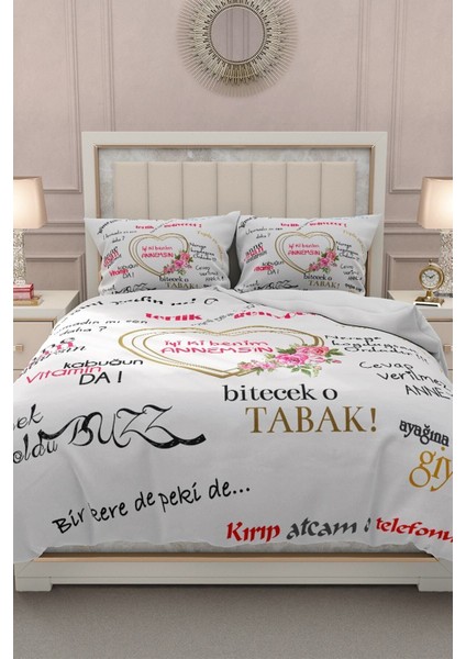 Lastikli Çarşaflı Pamuk Saten Çift Kişilik Anneler Günü Iyi Ki Benim Annemsin Nevresim Takımı fiyatları