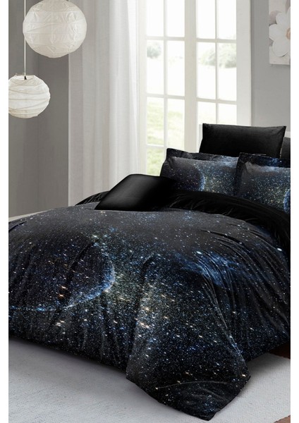 Çift Kişilik Sık Dokuma Pamuk Saten 3D Özel Tasarım Star Moon Nevresim Takımı fiyatları