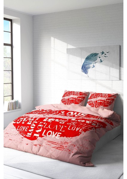 Doğal Pamuk Çift Kişilik 3D Digital Sevgililer Günü I Nevresim Takımı fiyatları