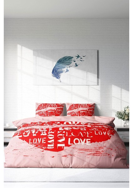 Doğal Pamuk Çift Kişilik 3D Digital Sevgililer Günü I Nevresim Takımı modelleri