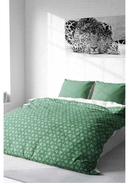 Doğal Pamuk Çift Kişilik 3D Digital Green Pattern Nevresim Takımı fiyatları