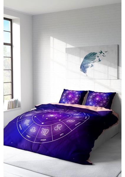 Çift Kişilik Lastikli Çarşaflı Pamuk Saten Astroloji Nevresim Takımı fiyatları