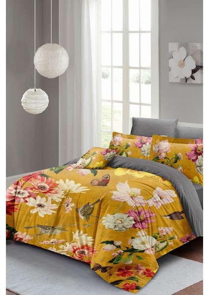 Lastikli Çarşaflı Pamuk Saten Çift Kişilik Rose Mix Nevresim Takımı