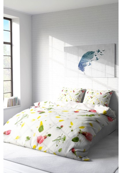 Çift Kişilik Sık Dokuma Pamuk Saten 3D Özel Tasarım Garden Naturel Nevresim Takımı fiyatları