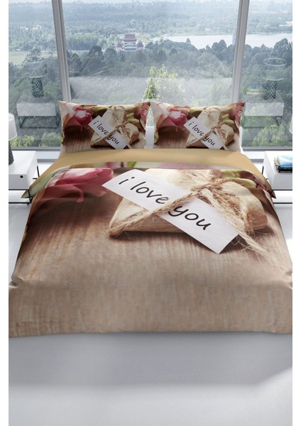 Love You 3D Pamuk Saten Çift Kişilik Nevresim Takımı fiyatları
