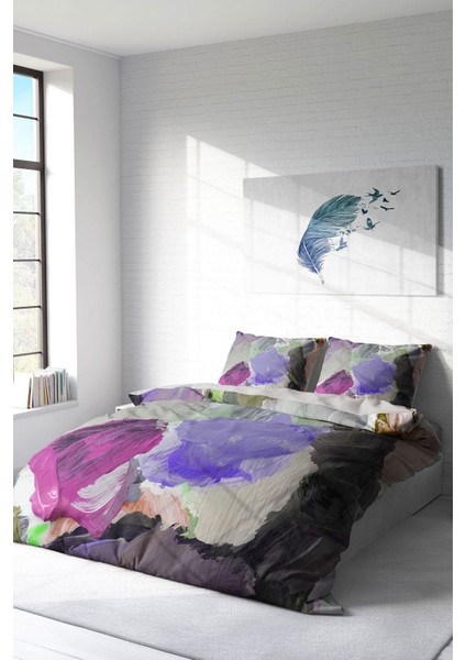 Çift Kişilik Sık Dokuma Pamuk Saten 3D Özel Tasarım Brush Modern Nevresim Takımı fiyatları