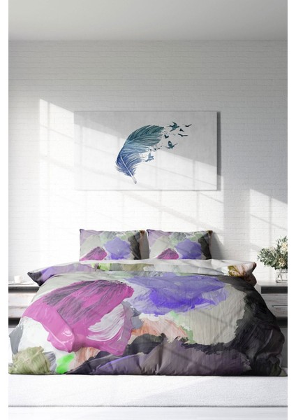 Çift Kişilik Sık Dokuma Pamuk Saten 3D Özel Tasarım Brush Modern Nevresim Takımı modelleri