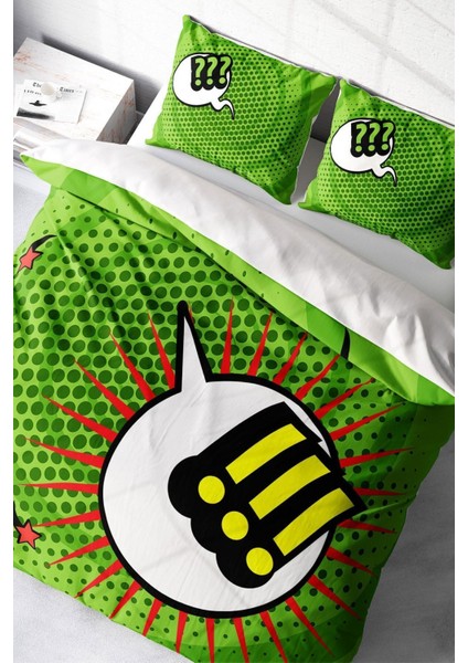 Çift Kişilik Sık Dokuma Pamuk Saten 3D Özel Tasarım Attention Please Nevresim Takımı