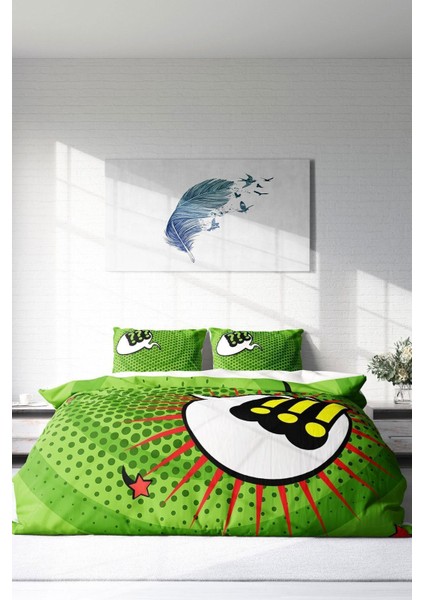 Çift Kişilik Sık Dokuma Pamuk Saten 3D Özel Tasarım Attention Please Nevresim Takımı modelleri