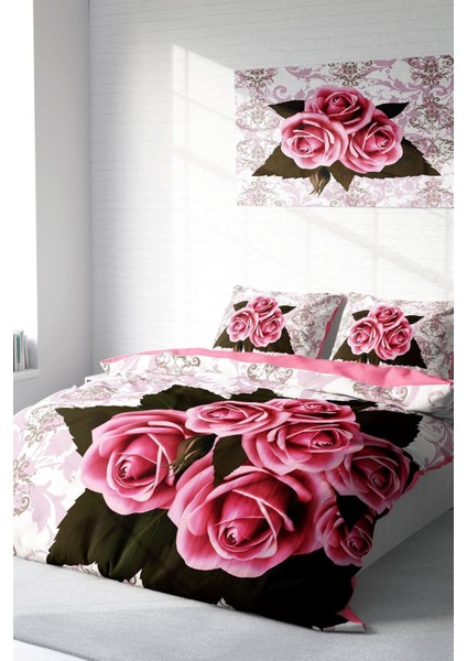 Çift Kişilik Nevresim Seti Sık Dokuma Pamuk Saten 3D Özel Tasarım ROSE-1008 Naturel (Çarşafsızdır) Nevresim Takımı fiyatları