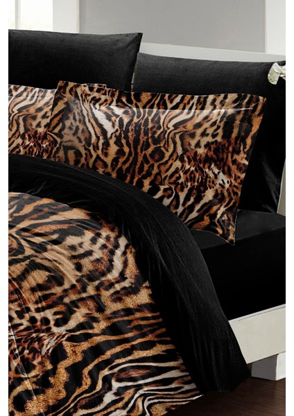 Çift Kişilik Sık Dokuma Pamuk Saten 3D Özel Tasarım Brown Zebra Nevresim Takımı modelleri