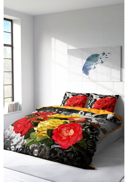 Çift Kişilik Sık Dokuma Pamuk Saten 3D Özel Tasarım ROSE1006 Nevresim Takımı fiyatları