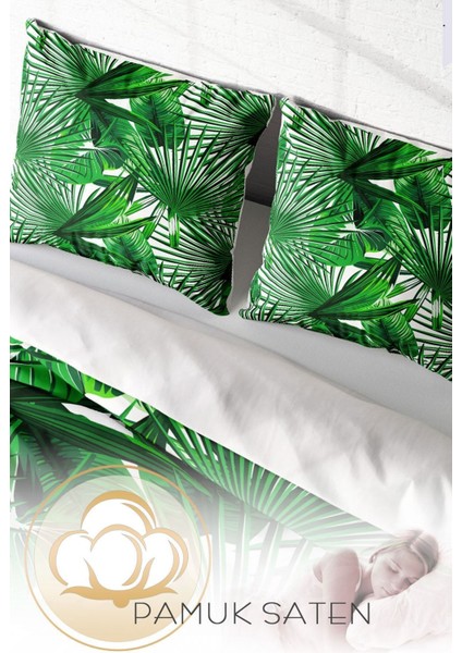Çift Kişilik Sık Dokuma Pamuk Saten 3D Özel Tasarım Palmiye Nevresim Takımı fırsatları