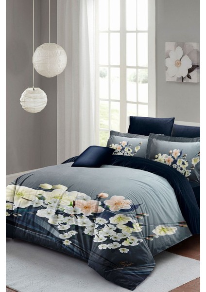 Çift Kişilik Sık Dokuma Pamuk Saten 3D Özel Tasarım Çiçekli Orkide Nevresim Takımı