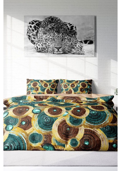 Lastikli Çarşaflı Pamuk Saten Çift Kişilik Vintage Design Nevresim Takımı modelleri