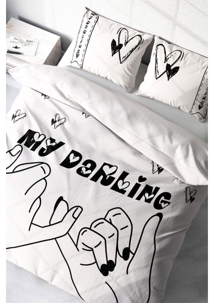 Çift Kişilik Sık Dokuma Pamuk Saten 3D Özel Tasarım Darling Nevresim Takımı