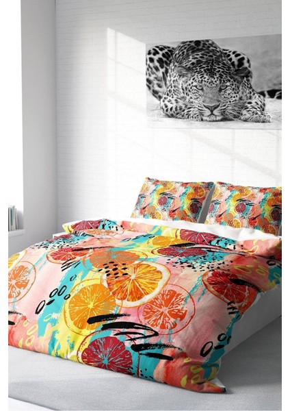 Çift Kişilik Sık Dokuma Pamuk Saten 3D Özel Tasarım Exotic Fruits Nevresim Takımı fiyatları