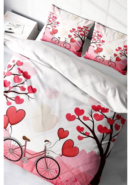 Doğal Pamuk Çift Kişilik 3D Digital Sevgililer Günü Xı Nevresim Takımı