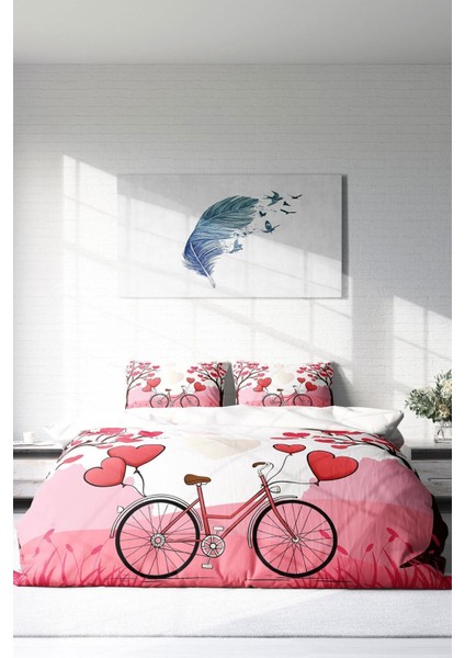 Doğal Pamuk Çift Kişilik 3D Digital Sevgililer Günü Xı Nevresim Takımı modelleri