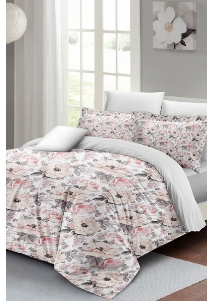 Lastikli Çarşaflı Pamuk Saten Çift Kişilik Dream Roses Luxury Nevresim Takımı fırsatları