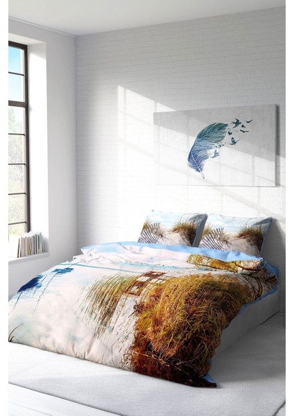 Çift Kişilik Sık Dokuma Pamuk Saten 3D Özel Tasarım Reeds Nevresim Takımı fiyatları