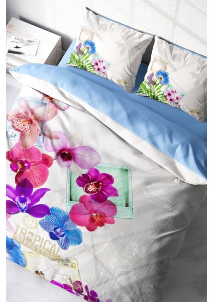 Çift Kişilik Sık Dokuma Pamuk Saten 3D Özel Tasarım Viola Nevresim Takımı